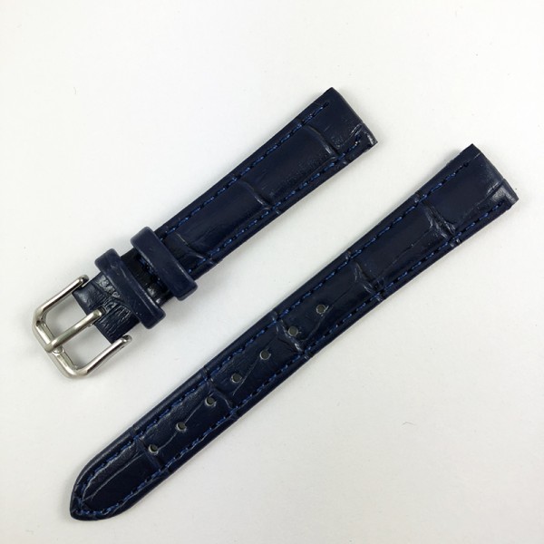 Кожаный ремешок для часов 14х12 мм silver-blue