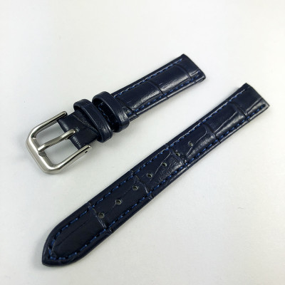 Кожаный ремешок для часов 14х12 мм silver-blue