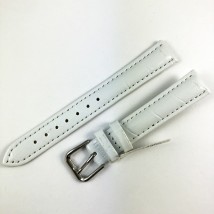 Кожаный ремешок на часы 16х14 мм silver-white