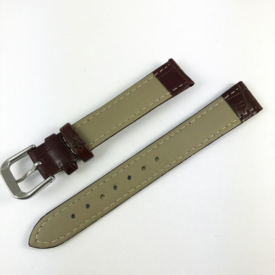 Кожаный ремешок на часы 16х14 мм silver-brown