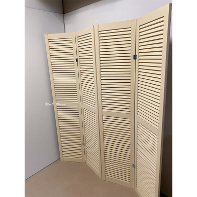 Ширма деревянная из четырех створок JenDi 180x160 Ванильный крем